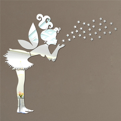 Modern Home Decoration Fairy And Stars Diy Acrylic Plastic Mirror Sheet Sticker
